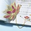 Aesthetic Metal Lucky Clover Bookmark with Tassel Set Exquisite Retro Floral Brass Bookmark for Book Creative Design Book Tab