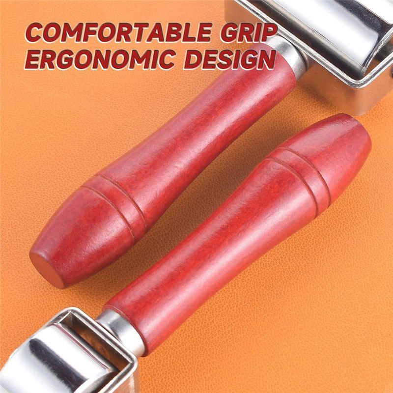 A84E-Leather Press Edge Roller Leather Glue Laminating Roller With Scraper (2.36 Inch +1 Inch)