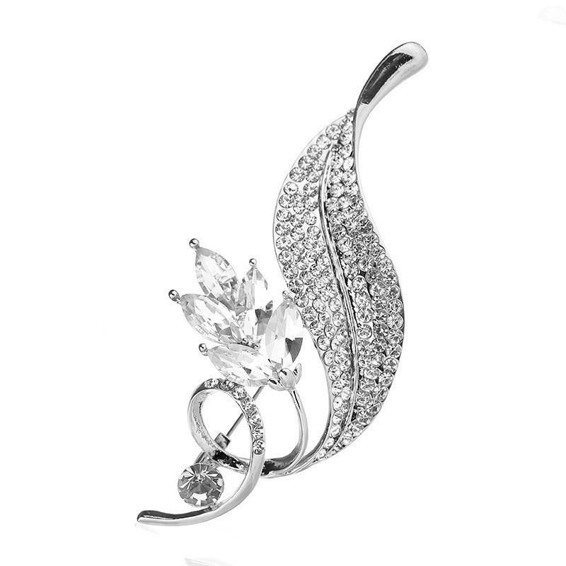 Narcissus Brooch, Feminine Charm, Full Diamond Leaf Brooch Badge, High-end Design Pin