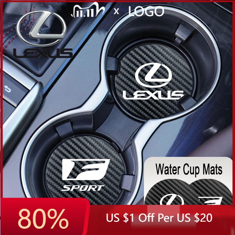 AAPH1 2026 Hot Interior Stickers 2Pcs Car Coasters Water Cup Mats Waterproof Slot Pads For Lexus F SPORT GS GX IS LS LX CT LC RC LBX N