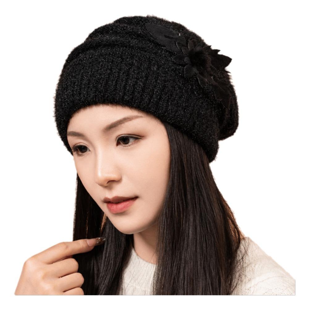 Stretch Warm Knitted Hat Thick Knit Knit Slouchy Beanie Comfy Fleece Beanie Autumn Winter