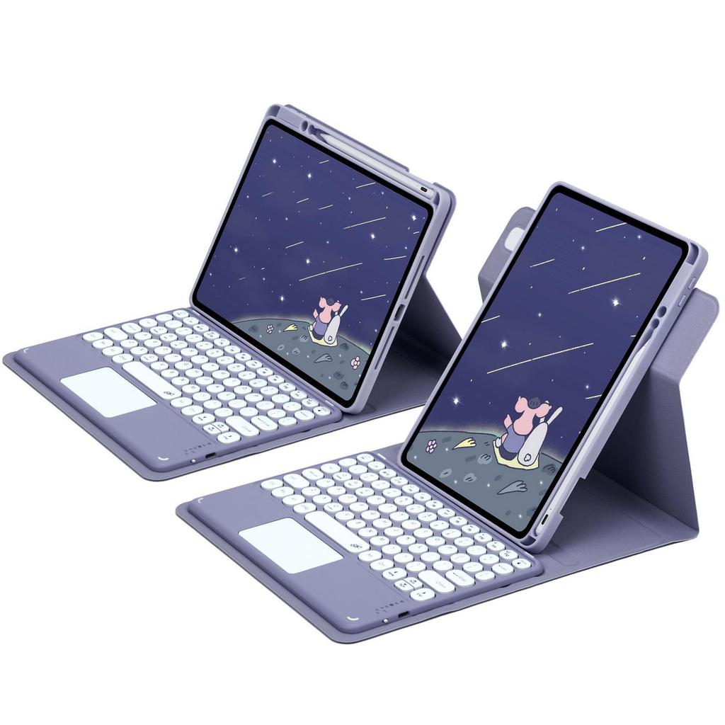 "Вращающийся акриловый чехол для iPad 10-го поколения со слотом для стилуса, 10,2-дюймовая магнитная Bluetooth-клавиатура и кожаная обложка"