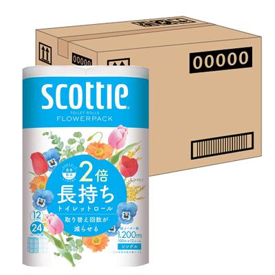 Scotty Flower Pack Double Roll рулоны для 24 туалетных принадлежностей 100 м Single White x 4 упаковки [Распродажа коробок] (12 рулонов)
