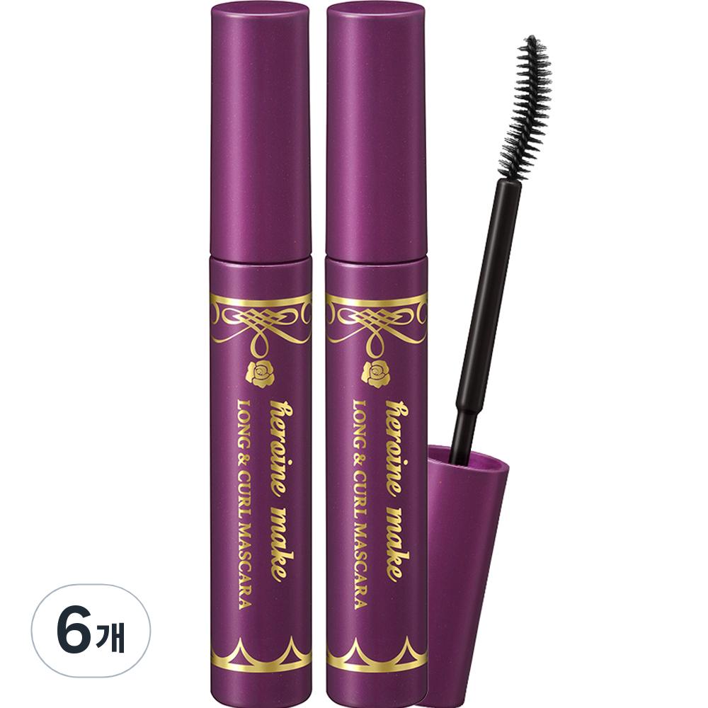 Kiss Me Тушь для ресниц Heroine Make Long & Curl Mascara EX 6 г, насыщенный черный цвет, 6 шт.