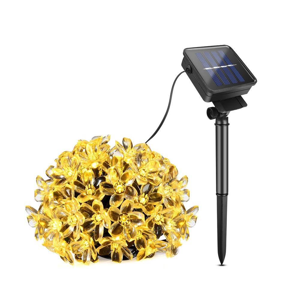 Solar String Lights 7m 50led Peach Flower Waterproof Outdoor Decoration Lighting Fariy Christmas Lights Wedding Party Garden Outdoor Decoration Light