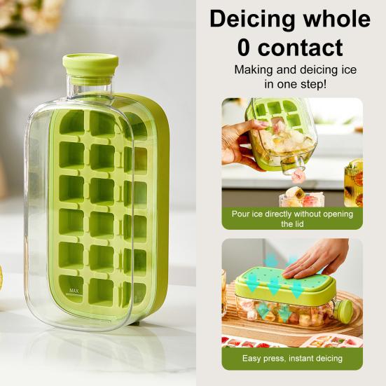 Лоток для льда с крышкой, эффективная форма для приготовления льда для морозильника, легкое извлечение, бесконтактная заливка кубиков льда для напитков, кофе, коктейлей