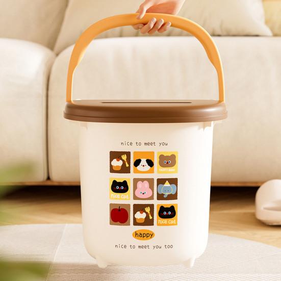 Ведро для ножной ванны Большой вместимости Бочка для хранения с крышкой Мультяшный дизайн Влагостойкое Пылезащитное Ведро для хранения
