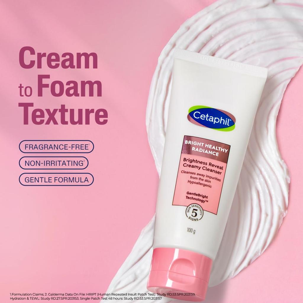 Cetaphil Крем-пенка для умывания Brightness Reveal 100 г Осветляющая пенка для умывания для неровного тона кожи с ниацинамидом и морским нарциссом