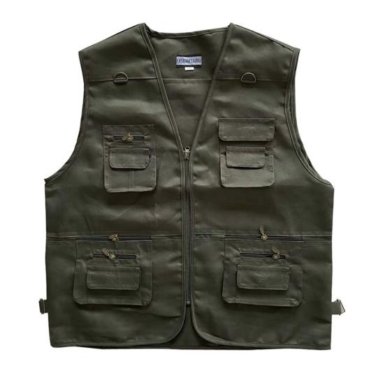 Мужской жилет с несколькими карманами, летний жилет без рукавов на молнии с v-образным вырезом, жилет-карго для уличной фотографии, свободный жилет