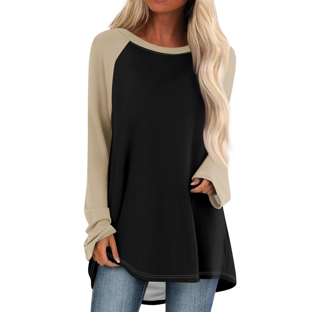 Женский модный свободный пуловер средней длины с круглым вырезом и принтом, рукава реглан, повседневный топ с длинными рукавами