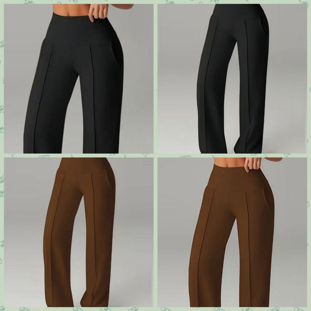 With Pockets Quick-Dry Joggers Loose High-Waist Leggings Leisure Straight Wide-Leg Pants  Fitness