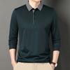 Весенне-осенняя мужская футболка с длинным рукавом, молодежная повседневная модная однотонная рубашка-поло