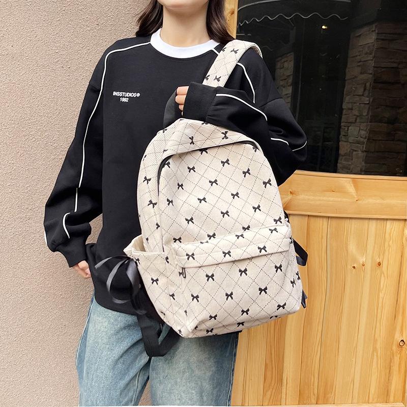 Women's Bowknot Corduroy Casual Backpack – Versatile Fall/Winter  Style