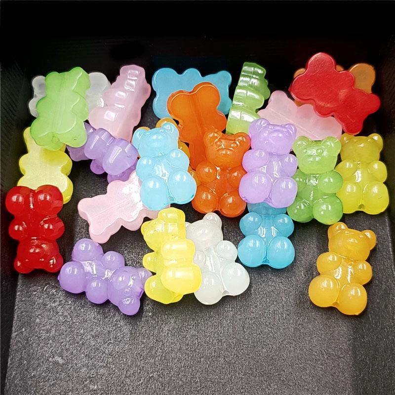 10 шт. 12*19 мм ночное свечение, конфеты, желе, вертикальное отверстие, медведь для DIY, браслет, ожерелье, шпилька, материал, аксессуары ручной работы, ювелирные аксессуары