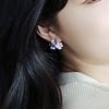 1 Pair Exquisite Charming Women Earrings Gift Rhinestone Purple Flower Stud