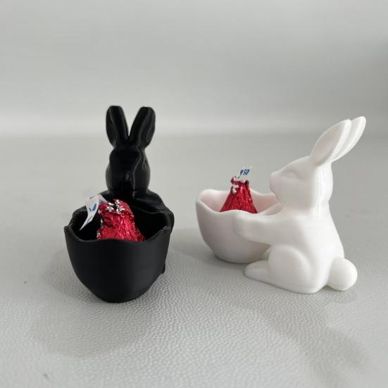 Пасхальная конфетница в виде пасхального кролика, напечатанная на 3D-принтере, блюдо для закусок в виде кролика, декоративная десертная ваза для орехов для пасхальной вечеринки, настольный домашний декор