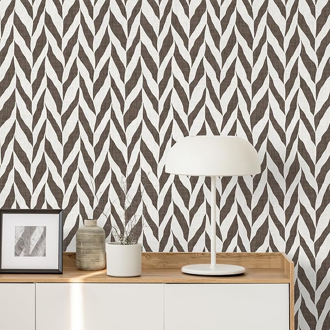 VEELIKE wallpaper in brown chevron - boho geometry for interiors