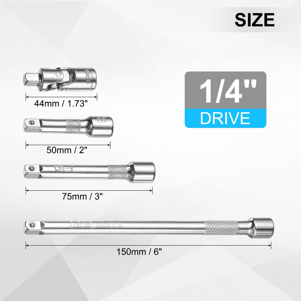 Удлинитель для торцевых головок 1/4" 1/2", 2" 3" 4" 5" 6" 10", Удлинитель для трещотки, CR-V, Квадратный привод, Универсальный шарнир