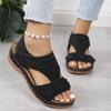 Европейская и американская женская обувь новые три цветка трясущаяся линия танкетка сандалии на липучке внешняя торговля большой размер женская обувь сандалии