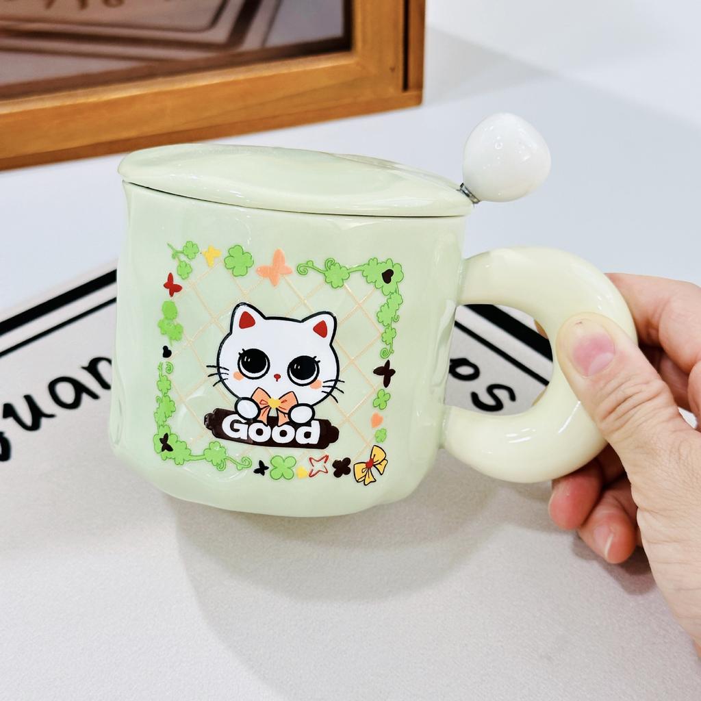Couple with Lid Water Cup Hat Cute Creative Personality Ceramic Cup High Appearance Large Capacity Mug Set for Home Use