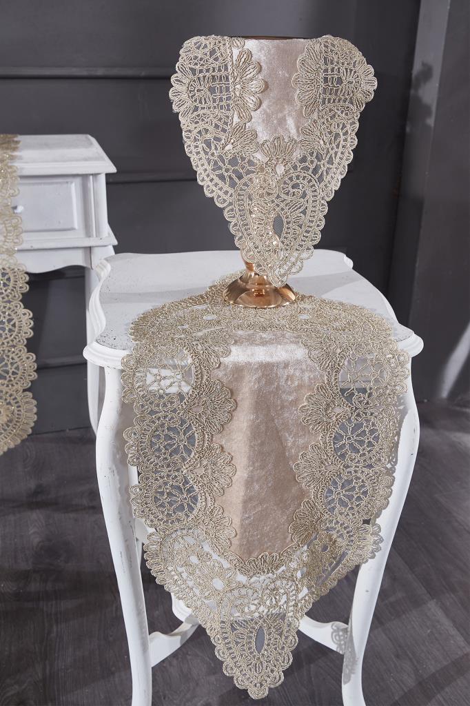 Набор бархатных дорожек Luna из 5 предметов для гостиной, французского кружева, свадьбы, аксессуаров для дома, капучино