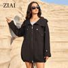 2024 Spring Autumn Long Women's Trench Coat Women Windbreaker Hooded Fashion Outerwear Overcoat Female Jacket Clothing ZS-30112