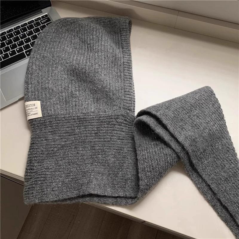 Women's Winter Knit Hooded Hat with Integrated Scarf 100% Polyester Casual Design for Business & Travel Warmth