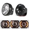 7" Motorcycle Headlight Round LED Turn Signal Indicators Blue Light Universal