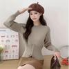 A High-end Semi-high-neck Knitted Base Layer for Women's Autumn and Winter, A New Small Stand-up Neck Sweater with A Cinched Waist and Slit