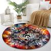 Colorful Musical Notes with Floral Swirls Print round rug, living room, bedroom, playroom carpet, non slip floor mat, gift