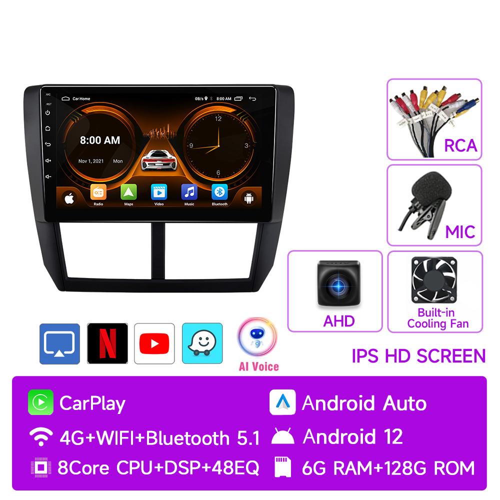 JIUYIN Android 12 Carplay Автомагнитола для Subaru Forester 3 SH 2007-2013 для Impreza GH GE 2 Din Мультимедийный плеер 2 din Головное устройство