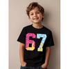 Fashion Men and Women's T-shirt Funny Digital 6 7 Print T-shirt Loose Short Sleeve Tops Summer Casual Kids Clothing