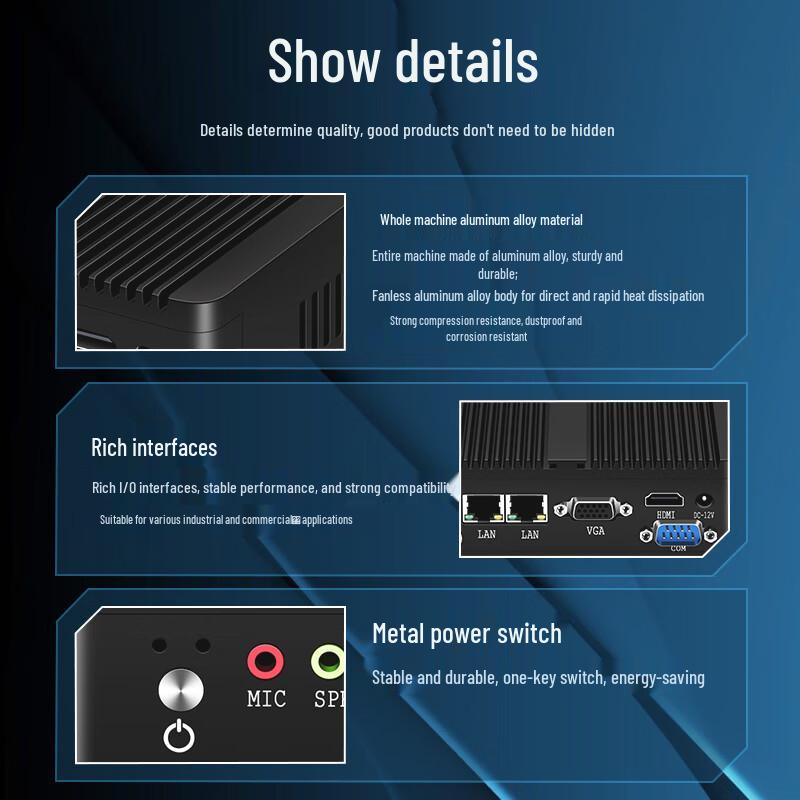 Безвентиляторный промышленный мини-ПК XCY Intel Pentium J2900 (Китайская версия)