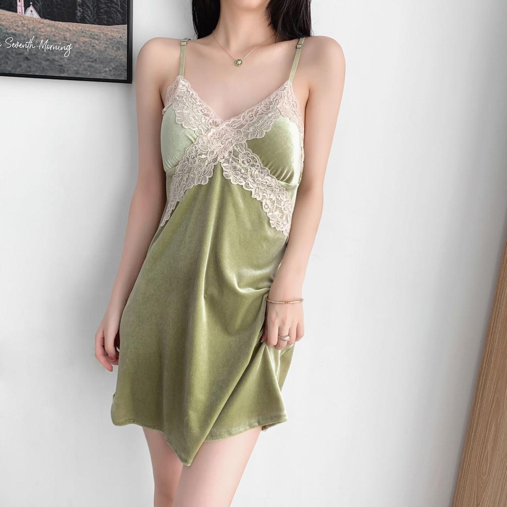 New Autumn Velvet 3PCS Pajamas Set Sleepwear Sexy Lace Trim Bath Robe Nightgown Loose Casual Velour Home Clothes Loungewear