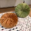 Round Pumpkin Velvet Cushion - Plush Solid Color Waist Support Pillow