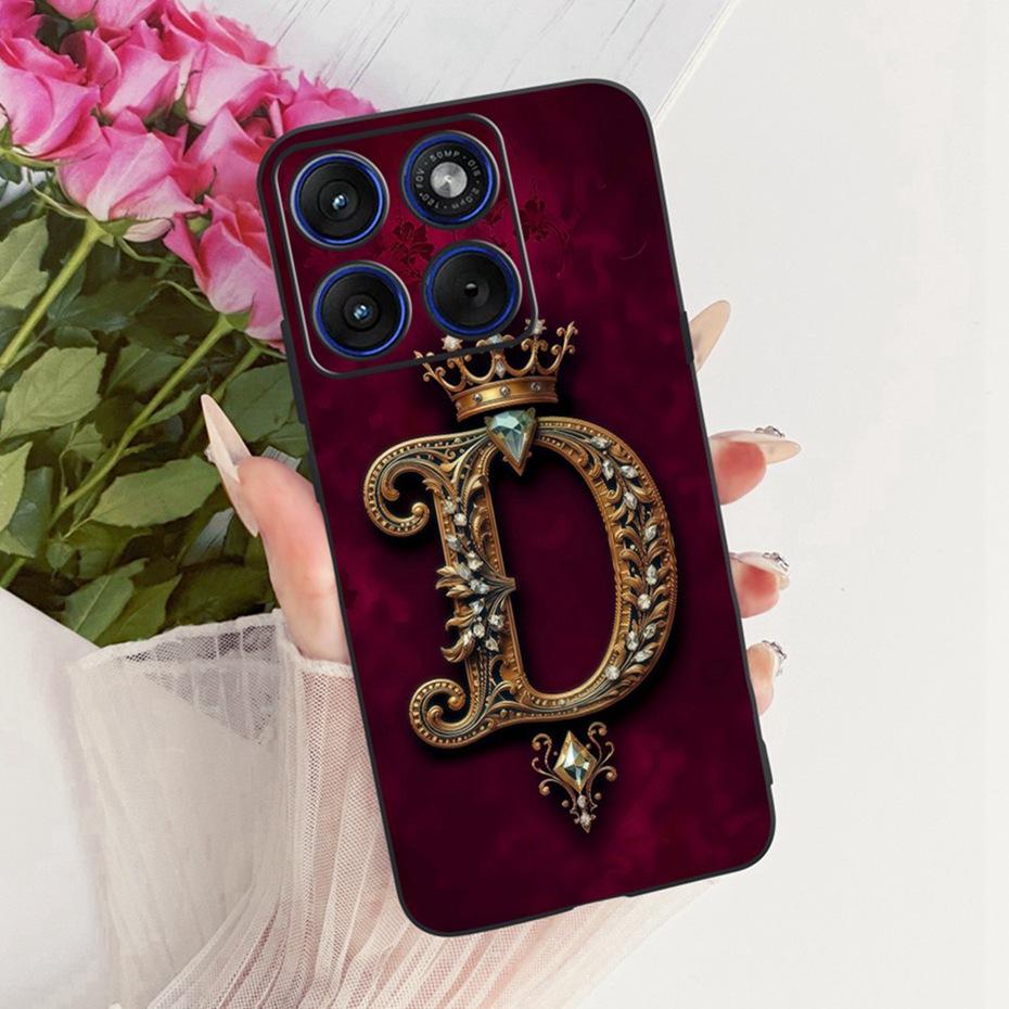 Модный Чехол-Буквы Корона Для Motorola Edge 70 / Moto X70 Air 5G Мягкая Черная Силиконовая Задняя Крышка Для Чехлов Телефона Motorola Edge70
