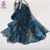 Fall Winter Blue Silk Scarf Shawl Printed Fashion Women Brand Long Scarves New Spring Chain Design Ladies Neck Scarf