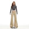 Women's American Retro Khaki Narrow-Leg Micro-Flared Pants - Loose, Non-Clingy, Slimming Autumn Jeans.