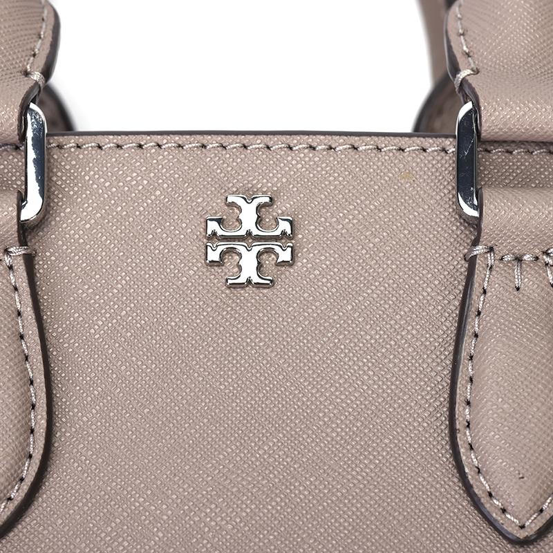 Tory Burch TB Emerson Music Score Leather Tote Bag Shopping Bag Crossbody Mini Women Tote Silver Gray 82768-082