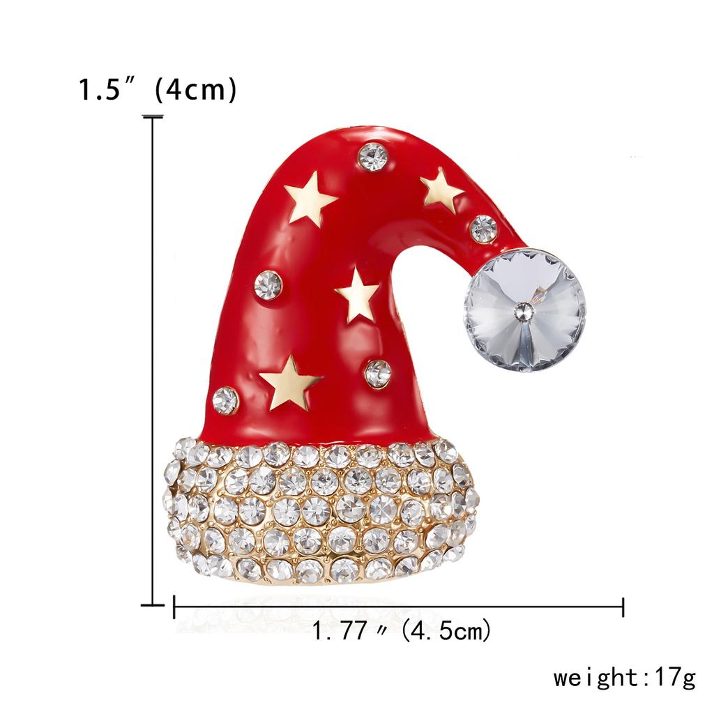 Rinhoo Enamel Christmas Crutch Brooches Pins Rhinestone Lucky Fruit Hat Glove Boot Sock Angel Sled Gift Box Badge New Year Gifts