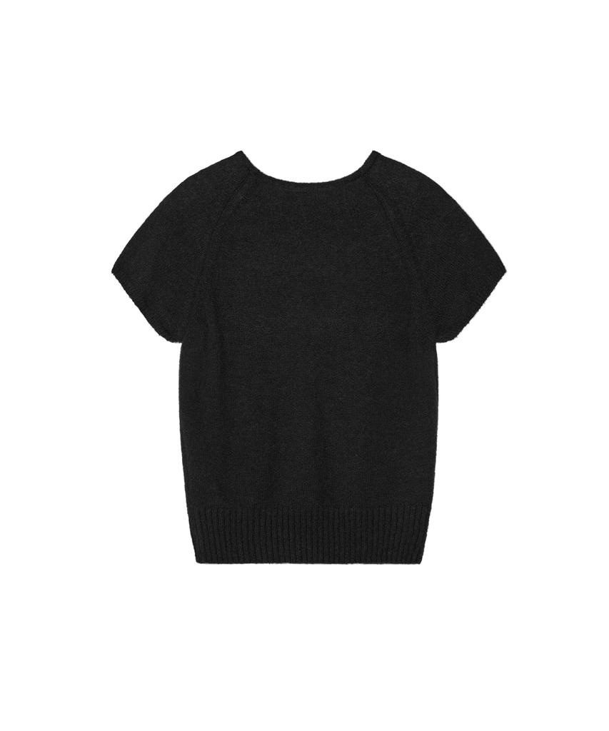 REST&RECREATION Raglan Half Sleeve Knit Top - Black