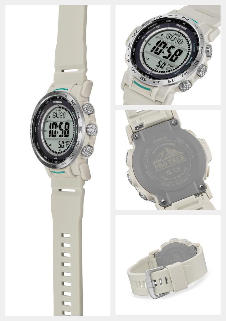 Часы Casio Pro Trek [Официальный японский продукт] Радиоуправляемые солнечные часы из биомассы PRW-35-7JF Мужские бежевые