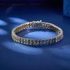14K Gold Plated Multicolor Two Row Round Zircon Luxury Rainbow Tennis Bracelet