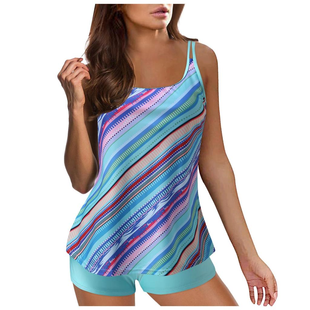 Женский раздельный модный напечатанный большой размер плоский костюм сексуальный с подкладкой на груди без стального бюстгальтера купальник