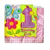 Hugs And Stitches Girl 1st Birthday Napkins (Pack of 16)
