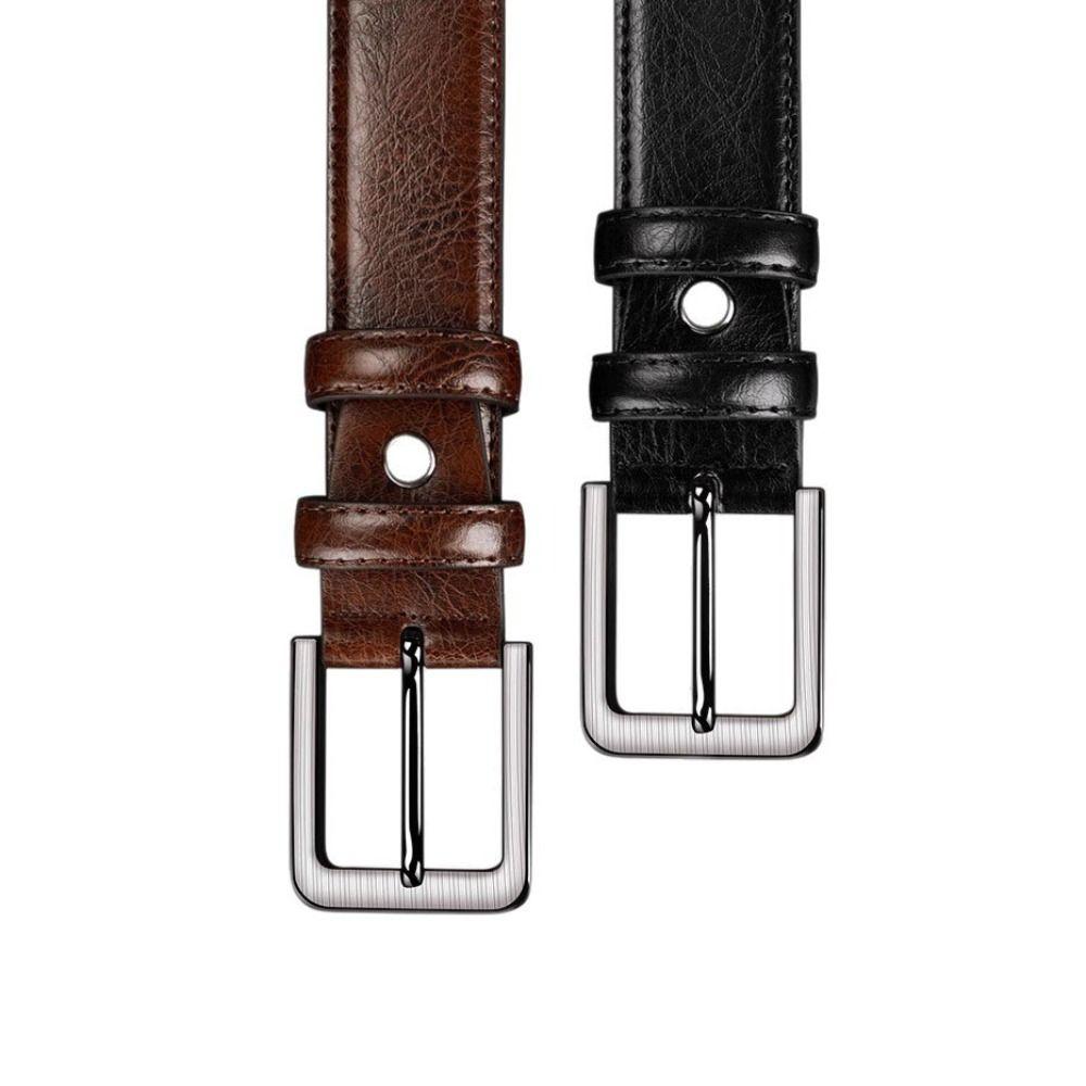 Ретро Мужской ПУ Ремень Универсальный Ремень с Пряжкой-Штифтом Роскошный Кожаный Ремень из Цинкового Сплава Цинк Мужской