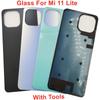 Glass Back Lid For Xiaomi Mi 11 Lite Hard Battery Cover Mi 11 Lite 5G NE Rear Door Housing Panel + Sticker Adhesive Glue