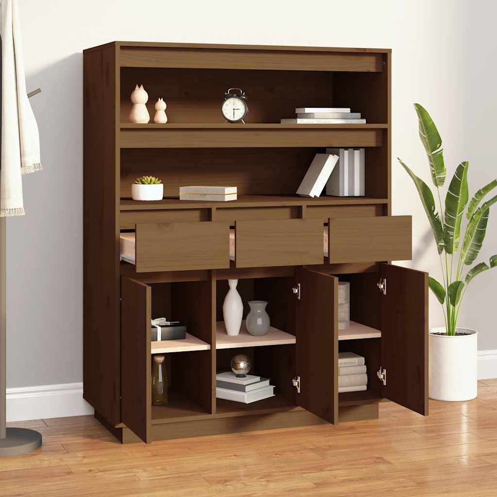 Highboard Honey Brown 89 x 40 x 116.5 cm Solid Pine Wood