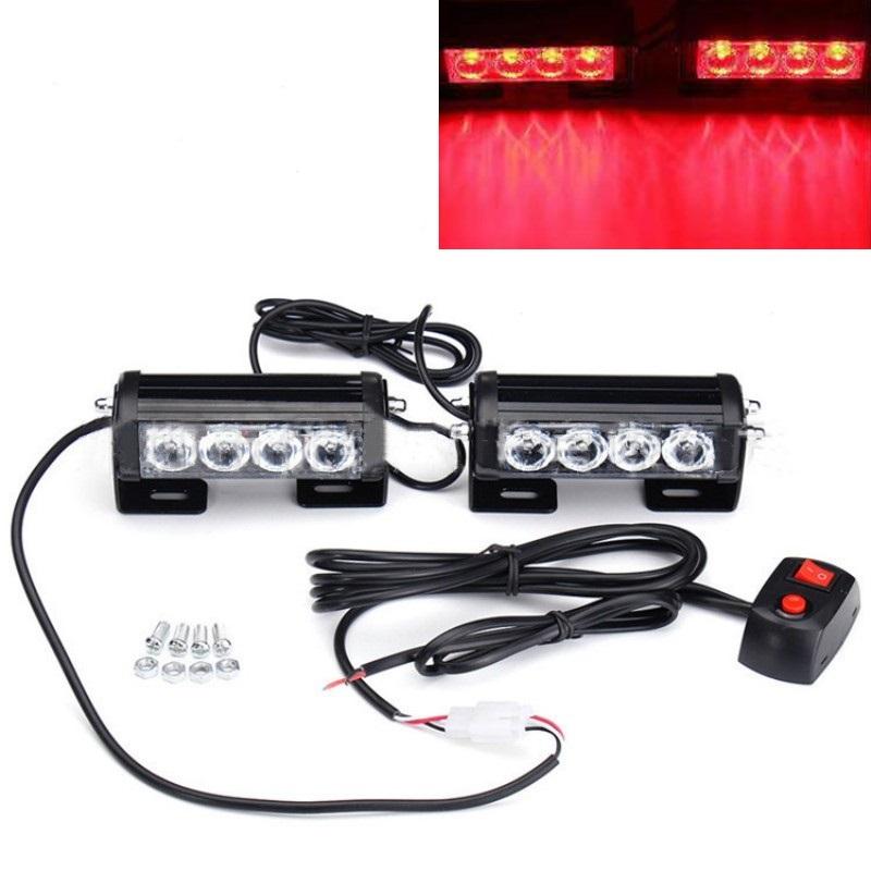 2 в 1 8 светодиодных стробоскопических ламп для автомобильной полицейской мигалки, автомобильной сигнализации, маячка 12 В, красного, синего и желтого цвета, автомобильные аварийные предупреждающие огни