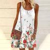 Женское мини-платье с цветочным принтом, вечернее платье без рукавов, летнее пляжное платье, сарафан